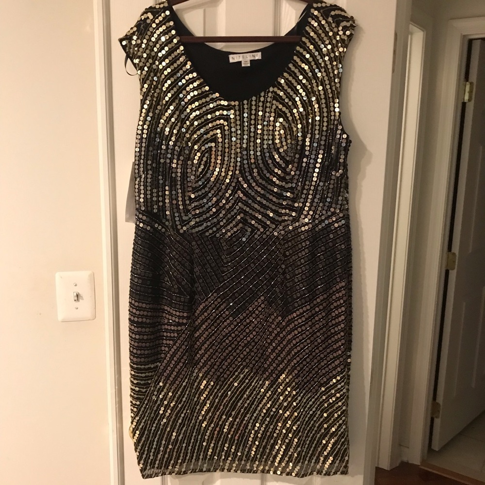 Niteline Short Sequined Beaded Dress